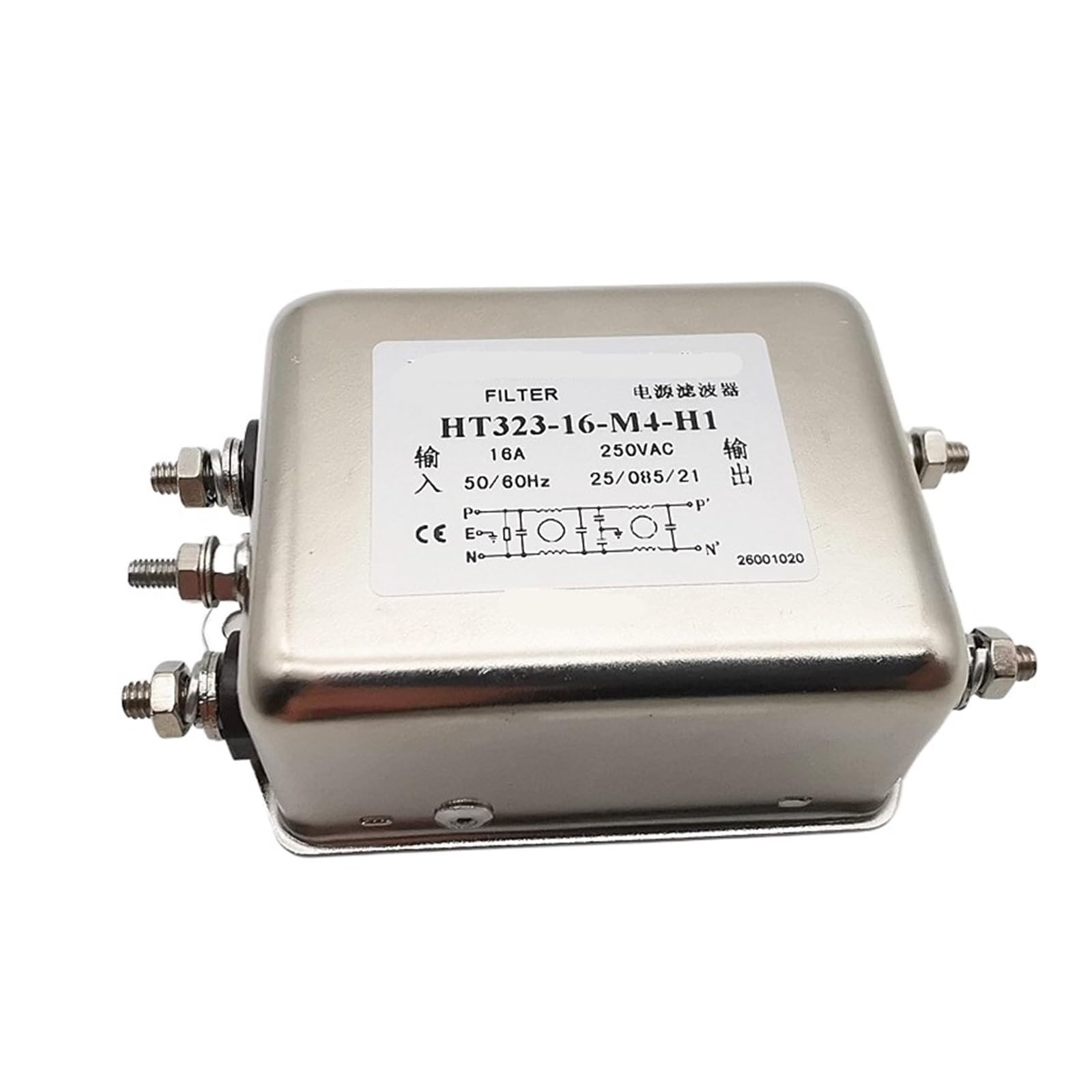 Filtro de potencia bipolar HT323-20-L8-H1 de 220V 20A contra interferencias 2