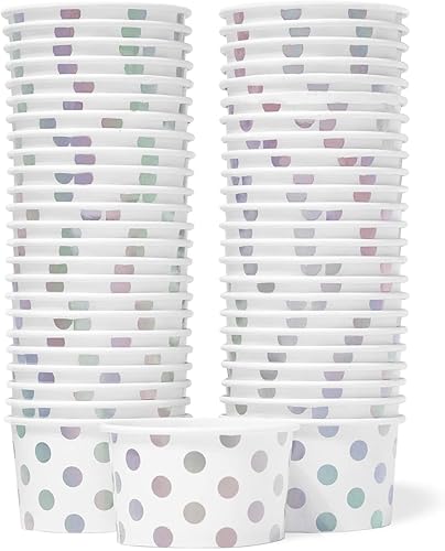 MATICAN Vasos de papel para helado, 50 cuencos de postre desechables de 5.5 onzas para alimentos calientes o fríos, suministros de fiesta de 5.5