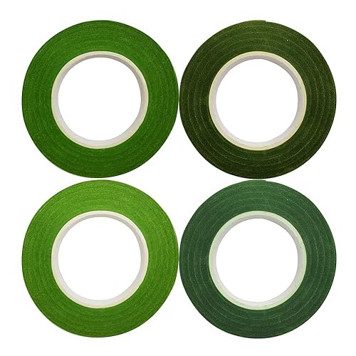 Miniatura 6 de Paquete de 4 cintas florales verdes de 1/2 pulgada de ancho, cintas florales findTop para envoltura de tallo de ramo y manualidades florales, 30