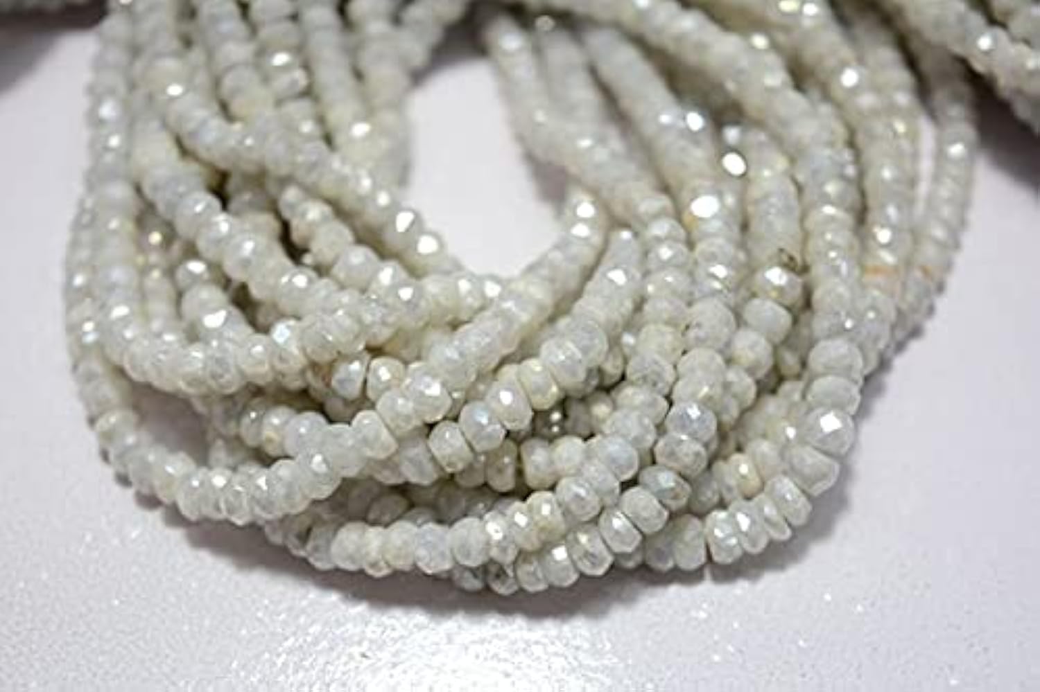 Perles silverite facettées rondelles de 4mm pour la fabrication de bijoux en pierre gemme blanche