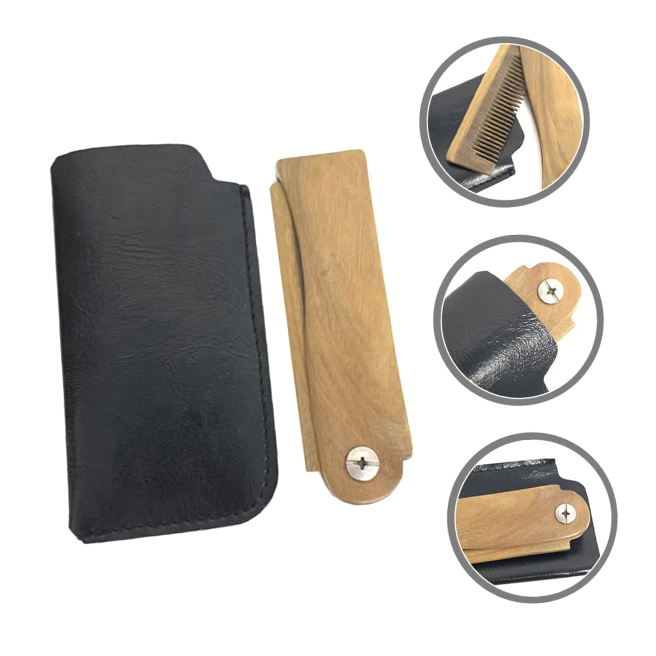 MAGICLULU 4 Set Di Pettini Per Baffi in Legno Dal Design Ergonomico Custodia Pieghevole Per Pettini Per