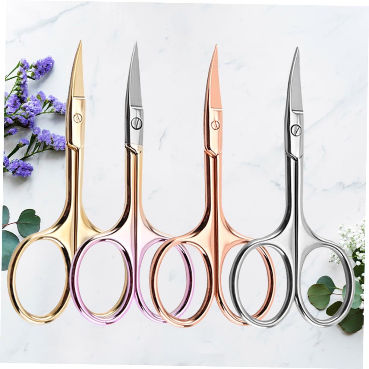 4pcs Nose Hair Scissors for Men Hair Trimmer Painless Precision Stainless Steel Barber Shop Home Diy Barber Shop Use Random Color