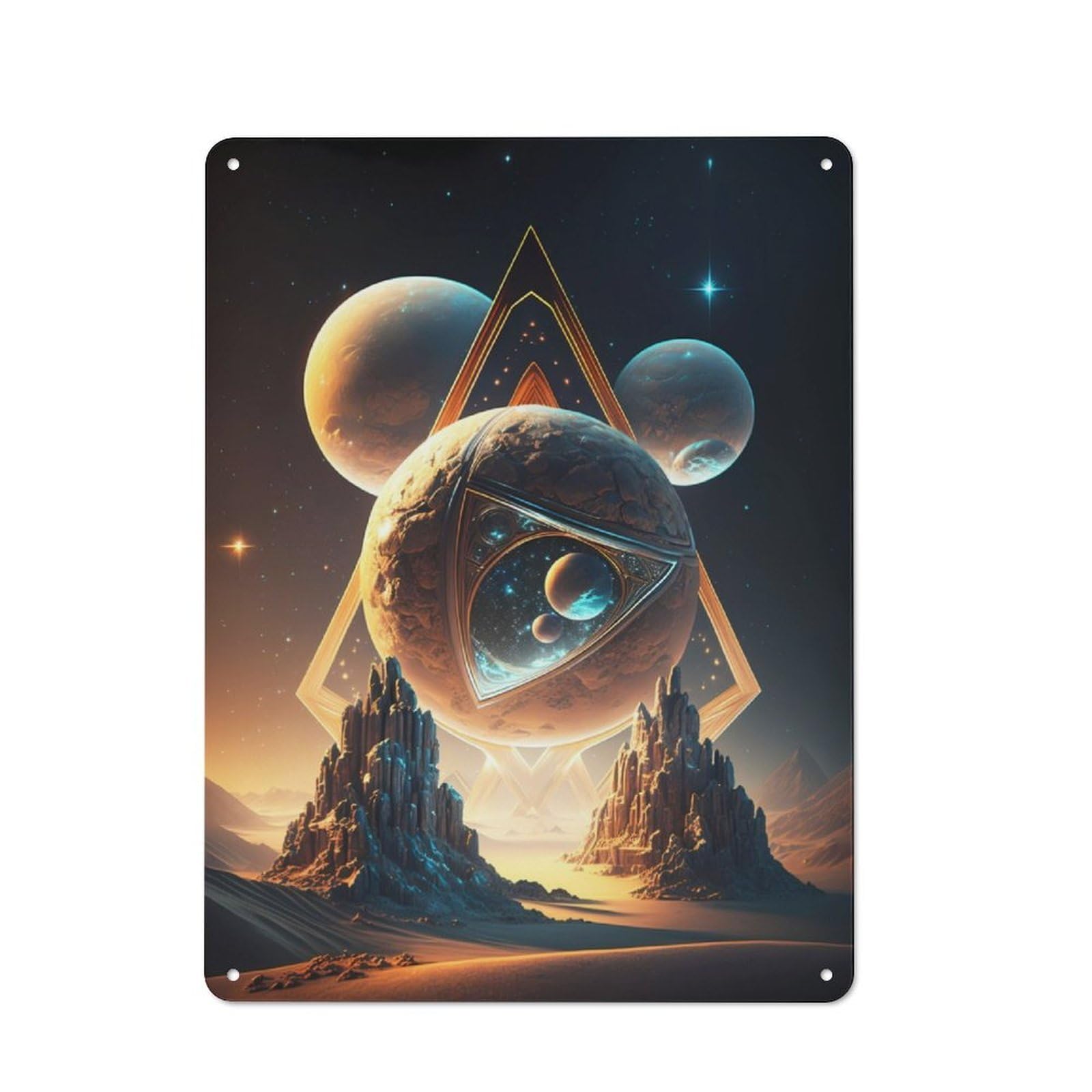 Junmoney Sanctuary Alien Landscape Rustic Tin Sign 40X30cm For Café Or Home Bar, Suited To Hospitality Decor Collectors