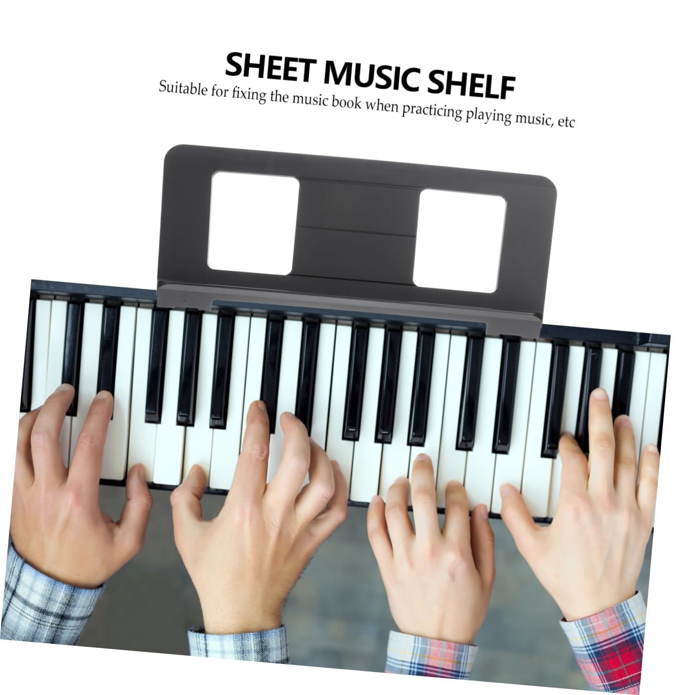 ERINGOGO Supporto per Spartiti Musicali per Tastiera, Porta Spartiti in Abs Nero, Compatto senza Sbavature, per Esercitarsi al Pianoforte