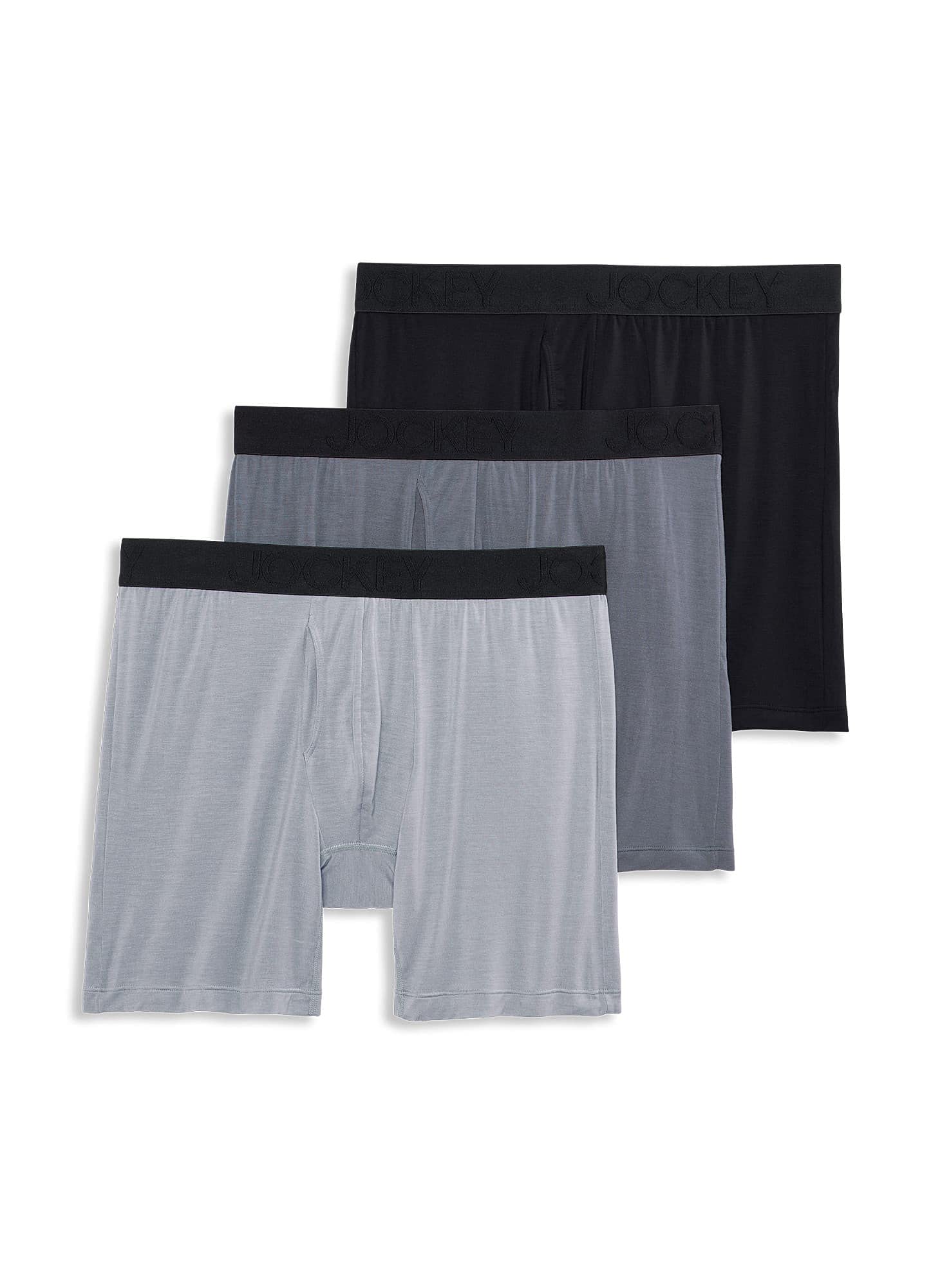 Jockey Men's Underwear Active Ultra Soft Modal 6" Boxer Brief - 3 Pack