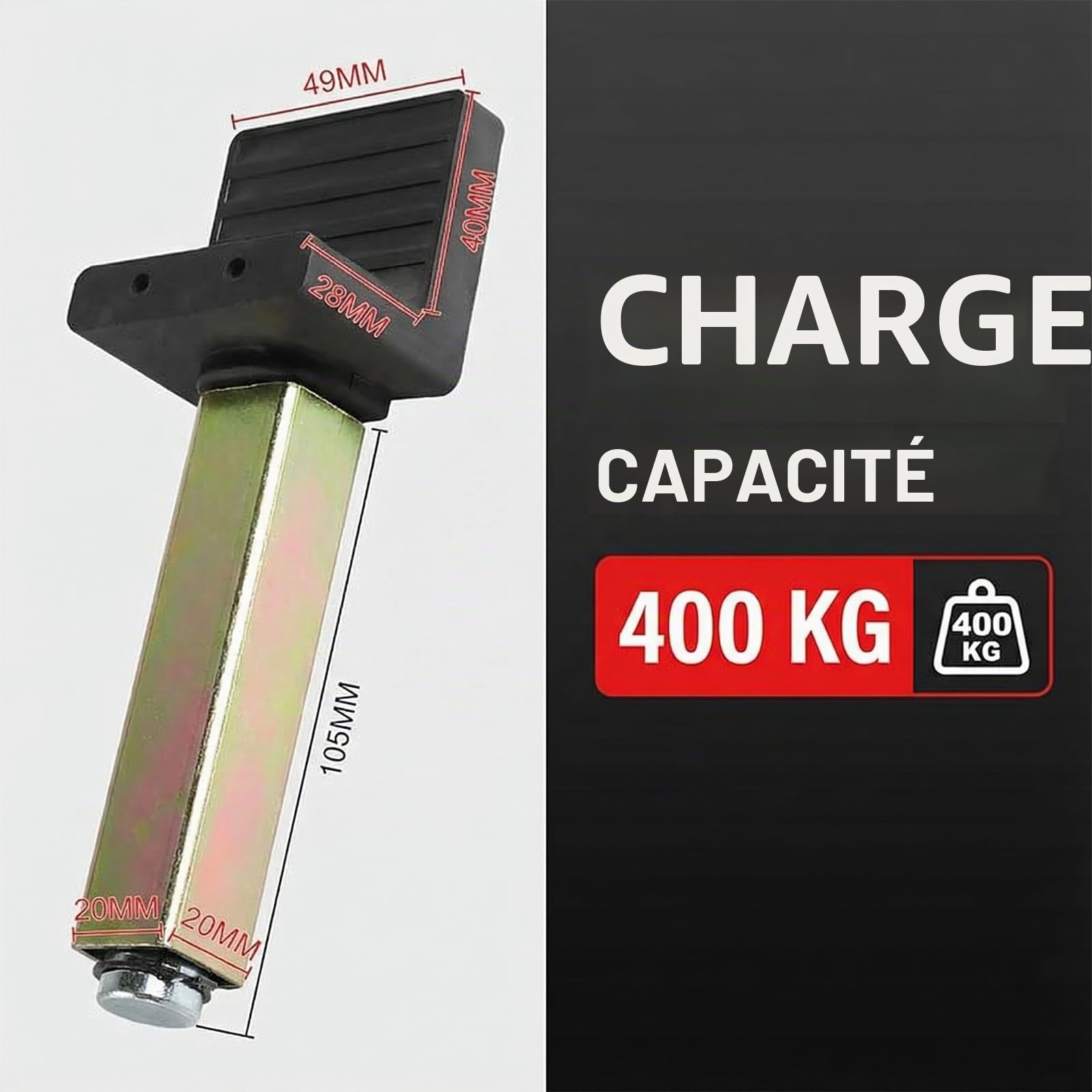 Support De Béquille De Moto: Béquille Arrière D'atelier Moto, Crochet De Levage Oscillant pour Cric De Moto, Support De Griffe pour Adaptateur Oscillant (Tube Carré, L, 1 Paire)