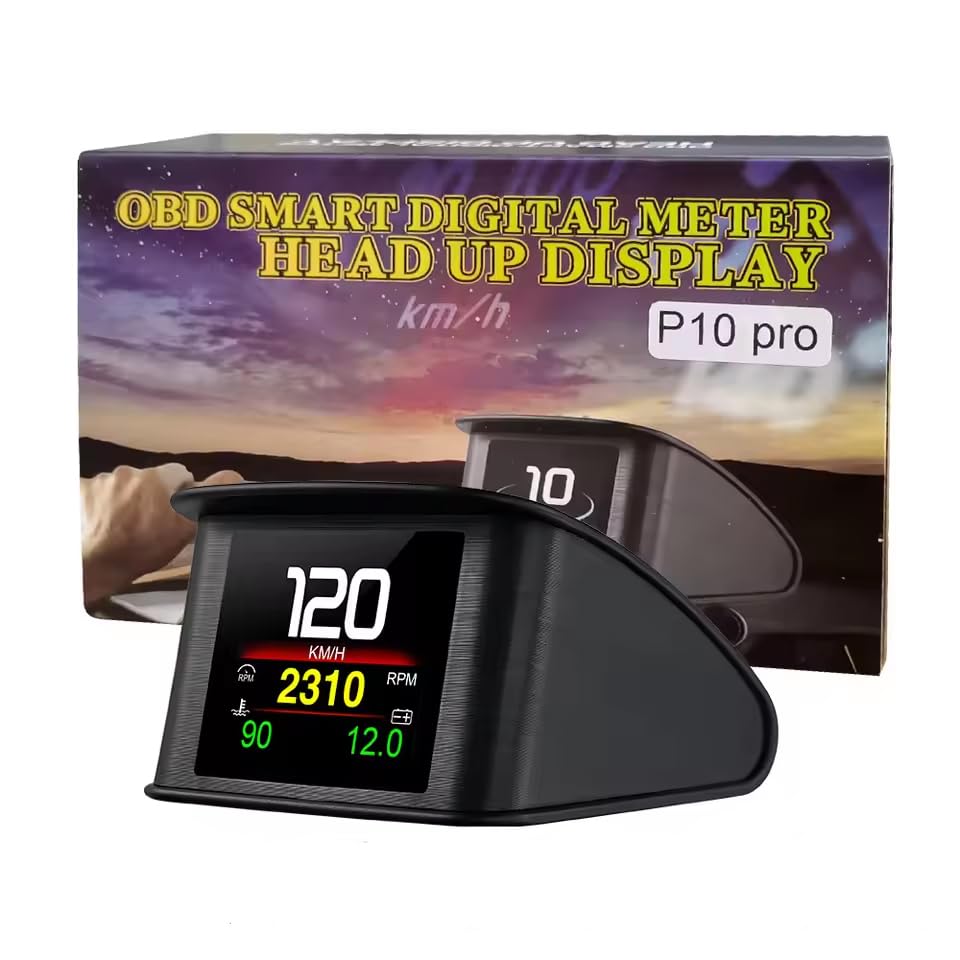 zmart P10 Pro ヘッドアップディスプレイ オンボードコンピューター 車用デジタル OBD2 走行距離 OBD 運転コンピ