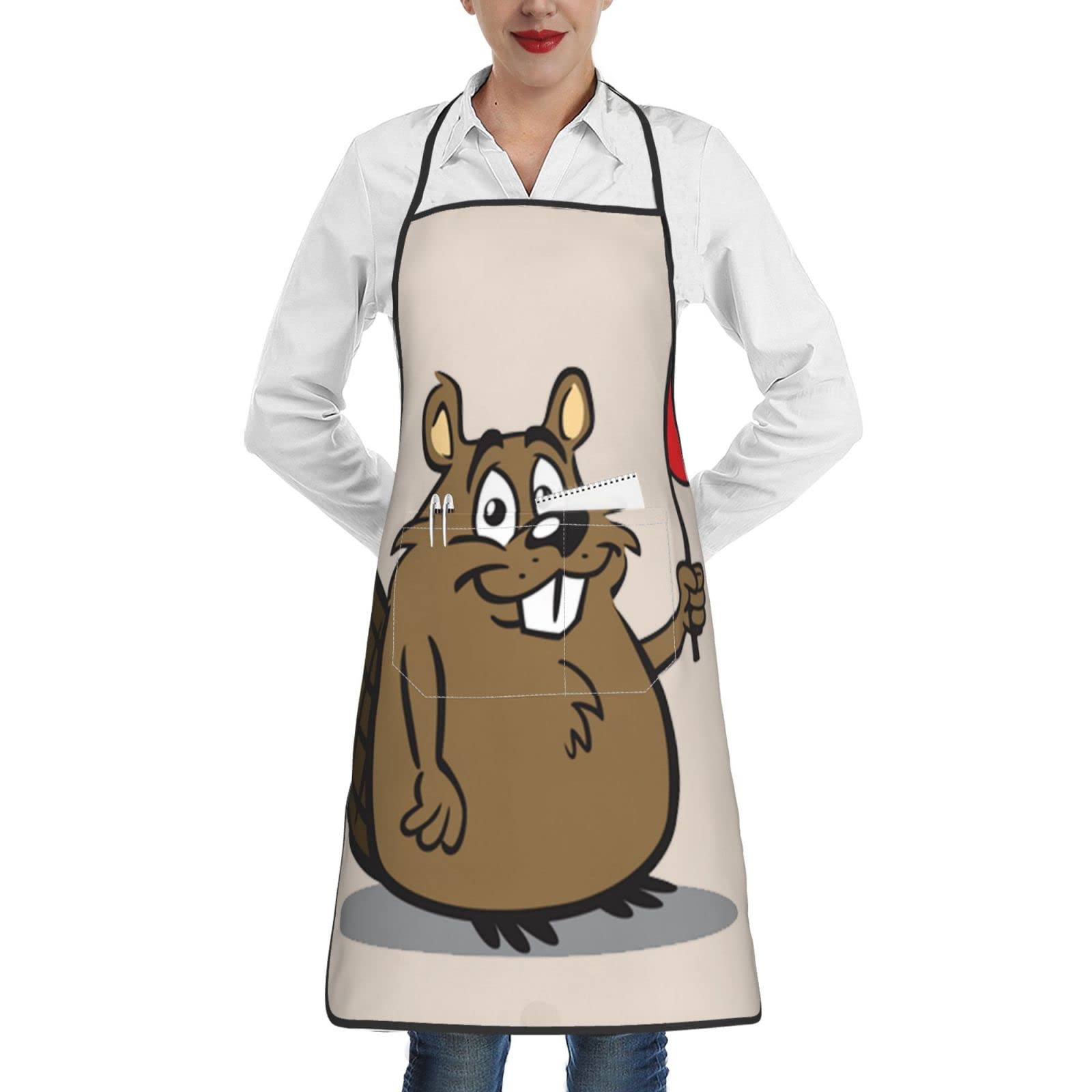 Aseelo Beaver Aprons, Unisex Cooking Apron Bib Apron With Pockets For Home Kitchen Restaurant Bbq Baking