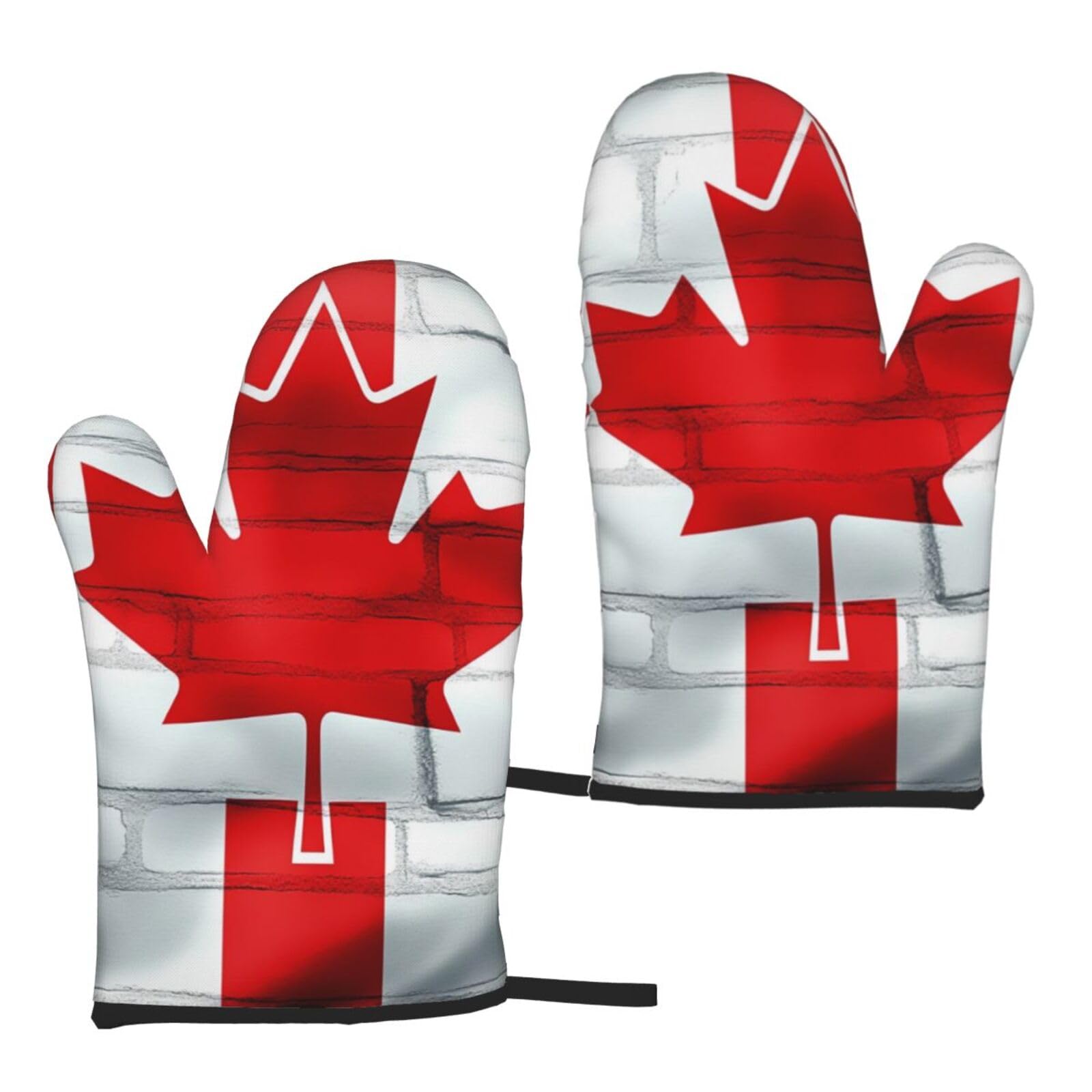 Canadian flag Printed Oven Mitts Sets 2 PCS Heat Resistant and Non-Slip Glove Potholder for Kitchen Cooking Baking Grilling