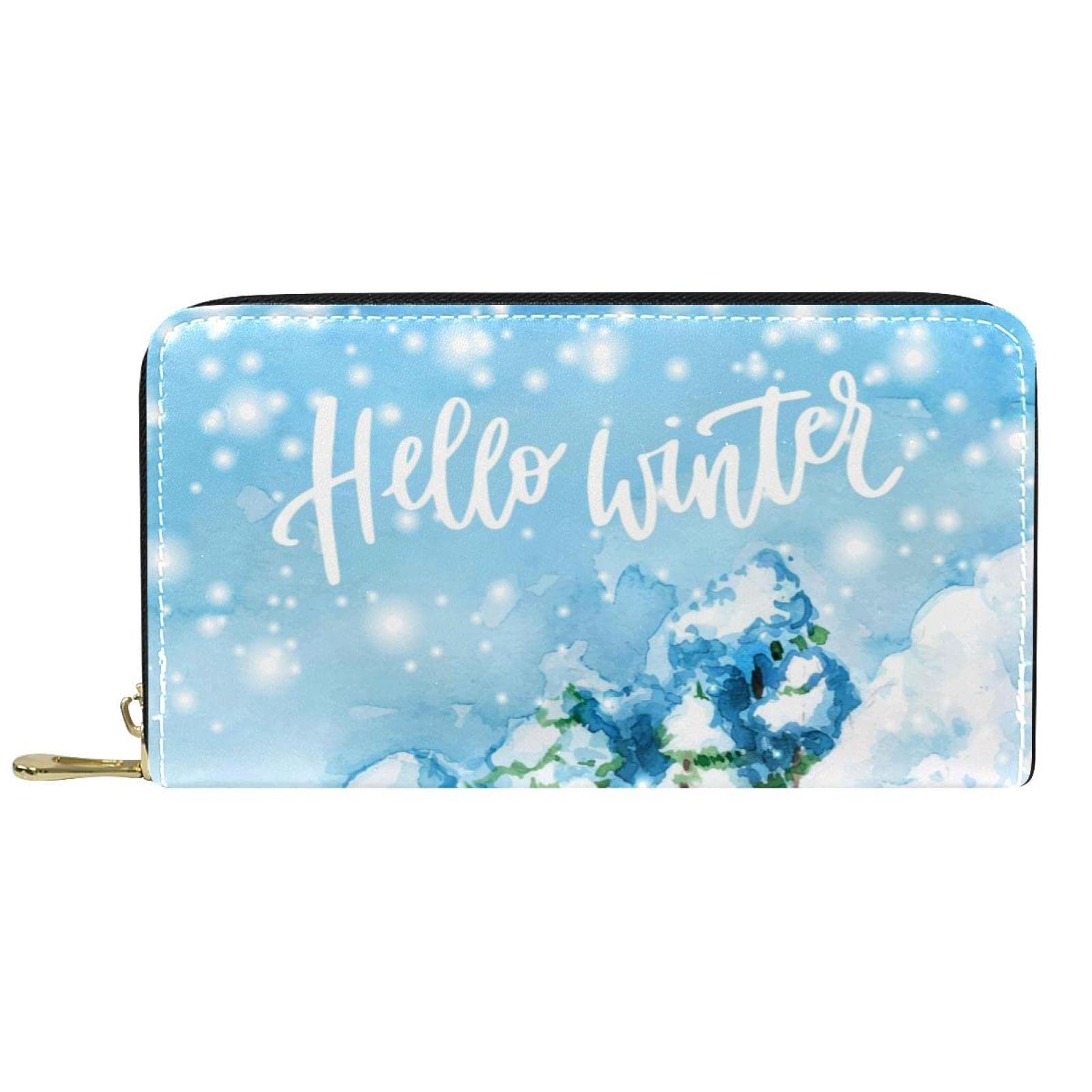 Cartera de piel para invierno, nieve, paisaje, piel, con cremallera, bolso largo, Varios colores, 20.5x2.5x11.5cm/8.07x1x4.53 in, Classic