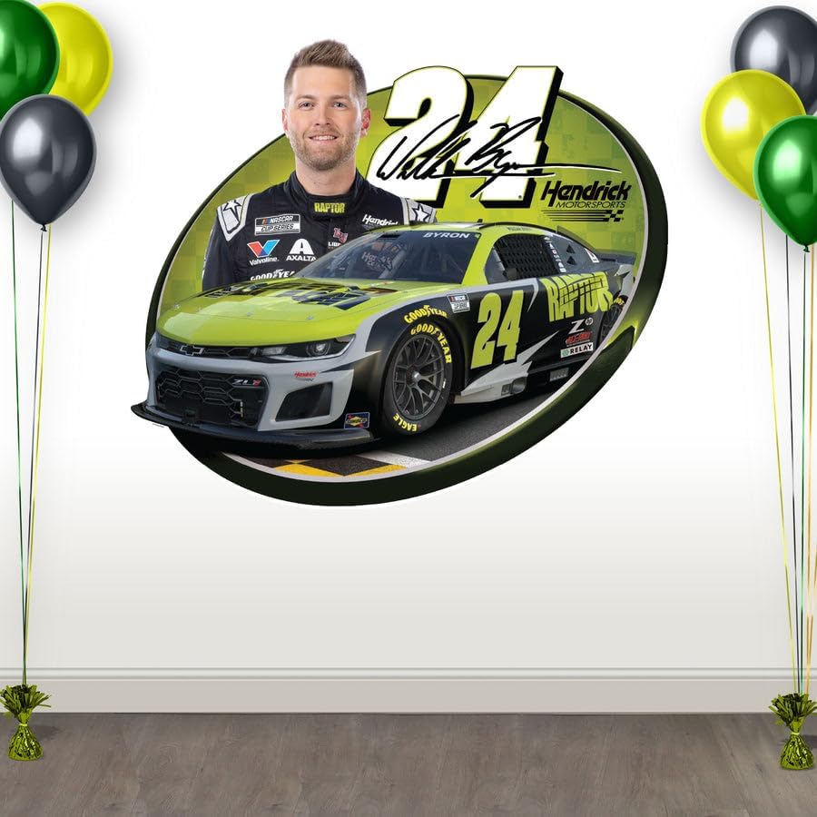 Prime Party William Byron NASCAR - Juego de calcomanías de pared, gráficos grandes extraíbles de 32 pulgadas, decoración oficial de Hendrick
