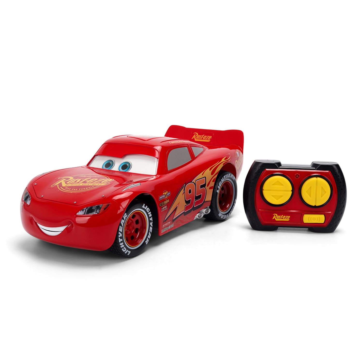 Jada Lightning McQueen 1:16 Remote Control with animated moving face, familiar quotes and sounds for kids, Disney Cars fans, 3+ years