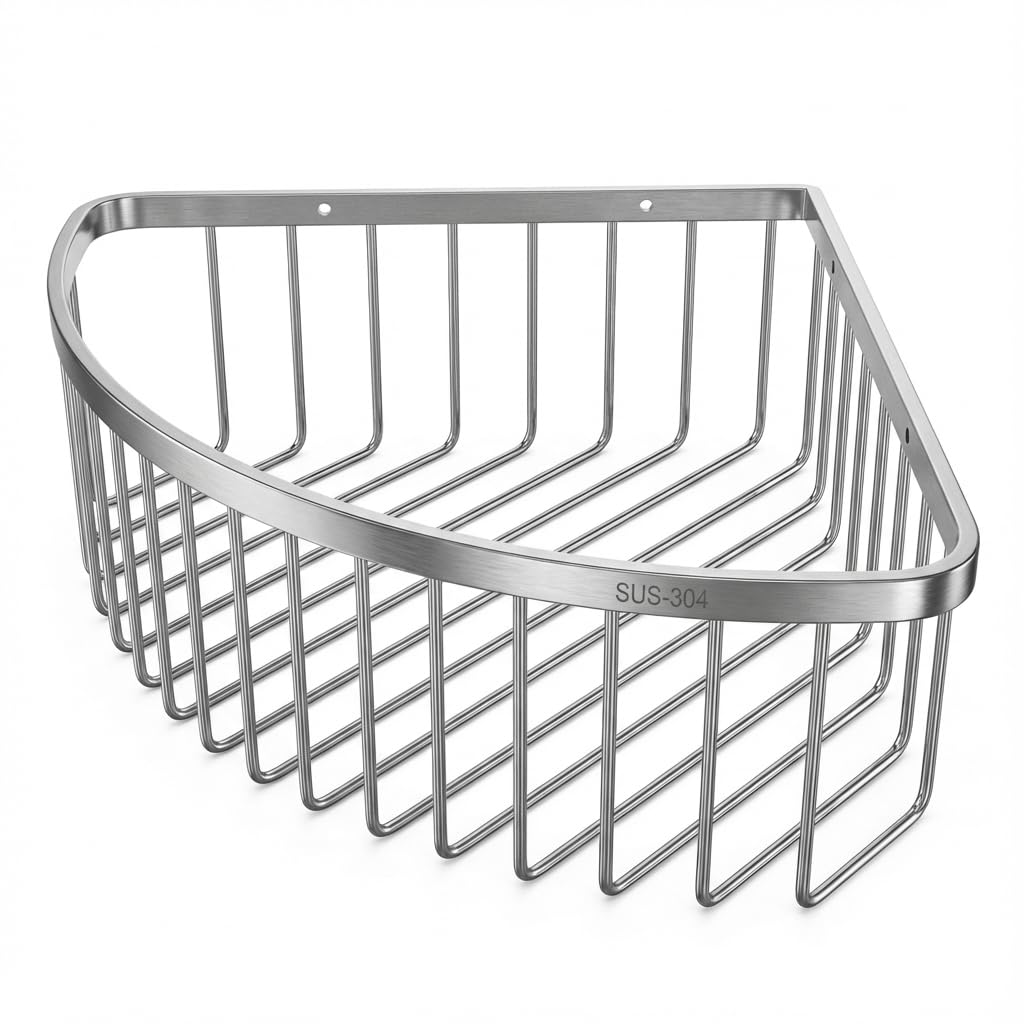 Qwork Silver" Or "Silver Qwork® Corner Shower Caddy, 304 Stainless Steel Shower Shelf, 22.5 X 22.5 X 8.5 Cm Corner Shower Organiser