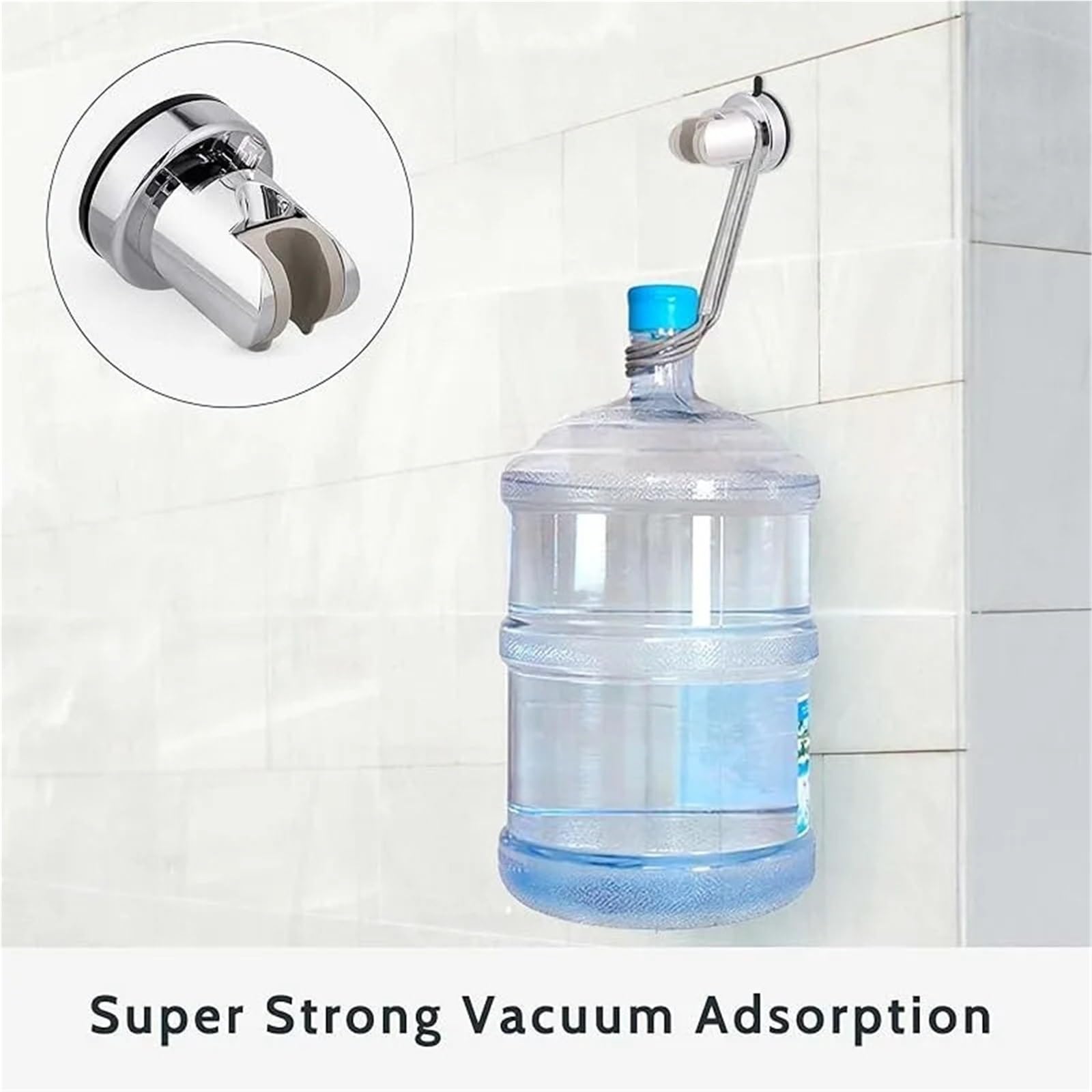 Soporte de ducha con ventosa - Montaje de pared ajustable for ducha de mano, organizador de baño ABS (sin taladros y fácil de instalar)(BLACK)