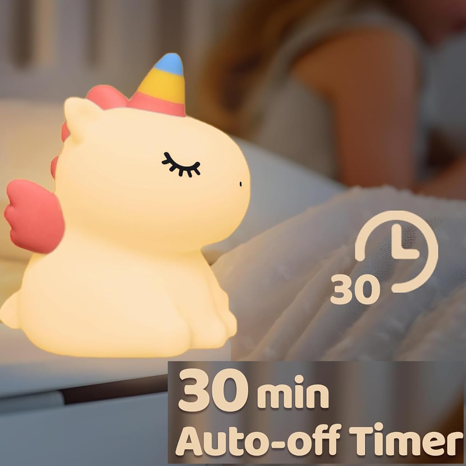 DUWOL Kids Night Light Silicone Unicorn Night Lamp Rechargeable Cute Lamp with 3 Level Brightness Kids Night Lights for Bedroom Baby Nursery and Study Desk Decorative Diwali Christmas Light 3