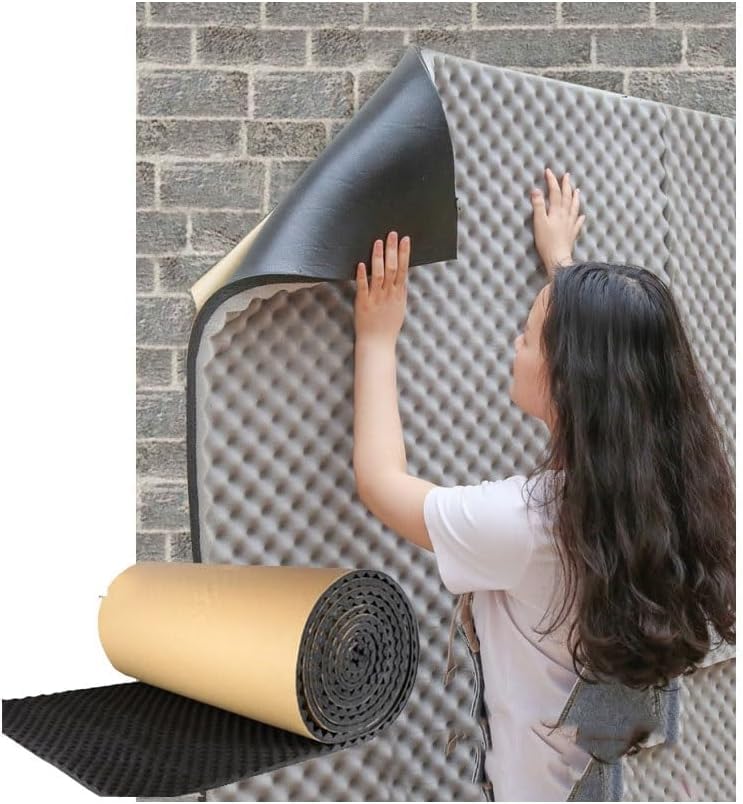 Español: Cotto Absorbente De Sonido Cotto Aislamiento De Sonido Paneles Acústicos Autoadhesivos De Pared Silenciadores De Ruido De 2 Cm De Grosor para Puertas De Uso Doméstico, Black, 1X1M