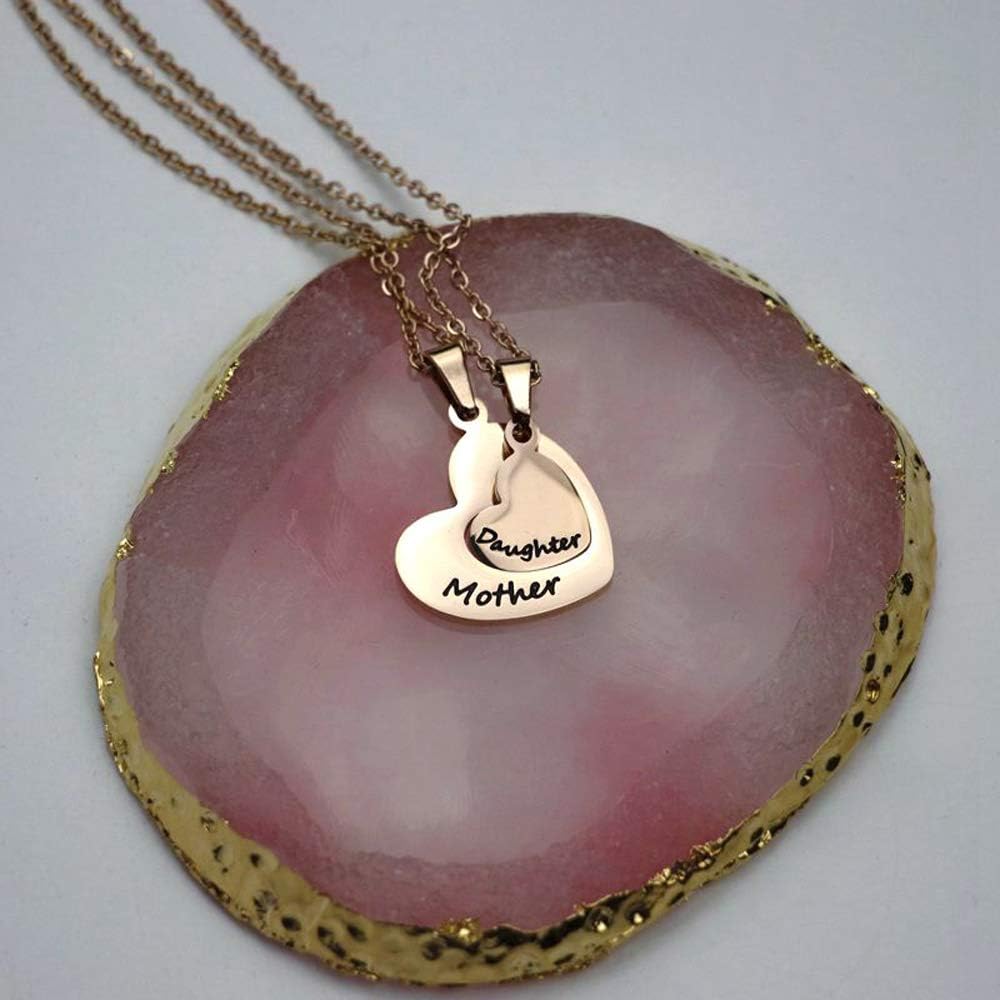 Mother Daughter Necklace Set of 2 Matching Heart Stainless Steel Mom And Me Jewelry Dog Tag Keychain Set For Birthday