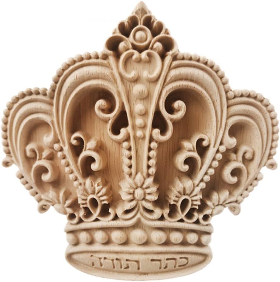 Wood Appliques Onlays Decorative for Furniture Wood Carved Onlay for Bed Door Cabinet Wardrobe Furniture Long Decoration Unpainted Wood Carving Decoration(27x26cm/10.63x10.24inch),01