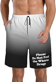 Please Do Not Feed The Whores Drugs Men's Casual Board Shorts - Elastic Waist Drawstring Swim Trunks Bathing Suits,
