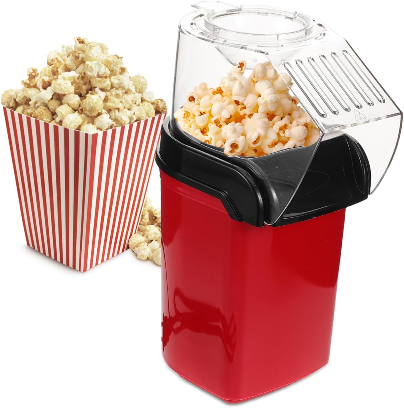 Angoily 110v High-efficiency Hot Air Popcorn Maker with Measuring Cup Electric Popcorn Machine for Healthy Snacks Compact Design for Home Use Quick