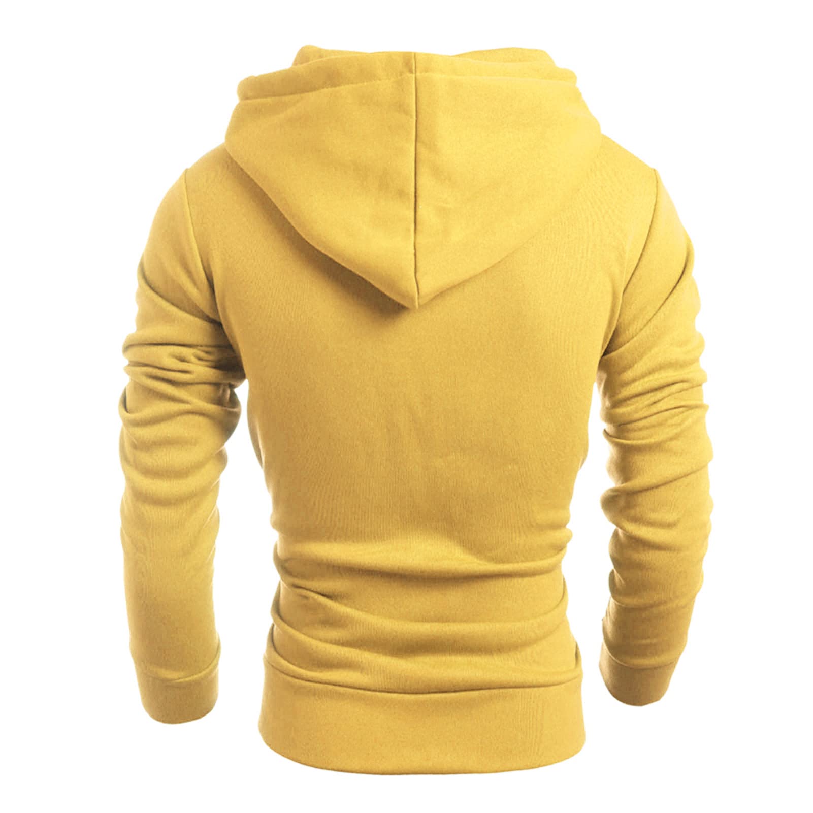 Maiyifu-GJ Men's Full Zip Sport Fleece Hoodie Lightweight Zip-Up Active Hooded Sweatshirt Basic Long Sleeve Slim Fit Hoodies (Yellow,Large)