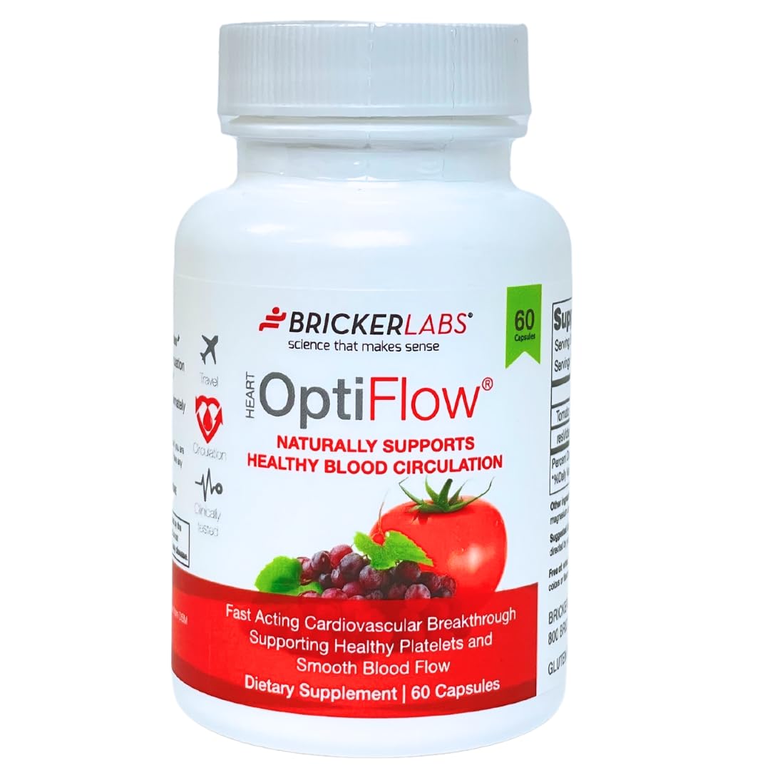 OptiFlow 60ct - Naturally Supports Healthy Blood Circulation and Healthy Heart │ Works Within 90 Minutes │Gluten Free, Non- GMO, Vegan , Vegetarian │ with FruitFlow & Resvida