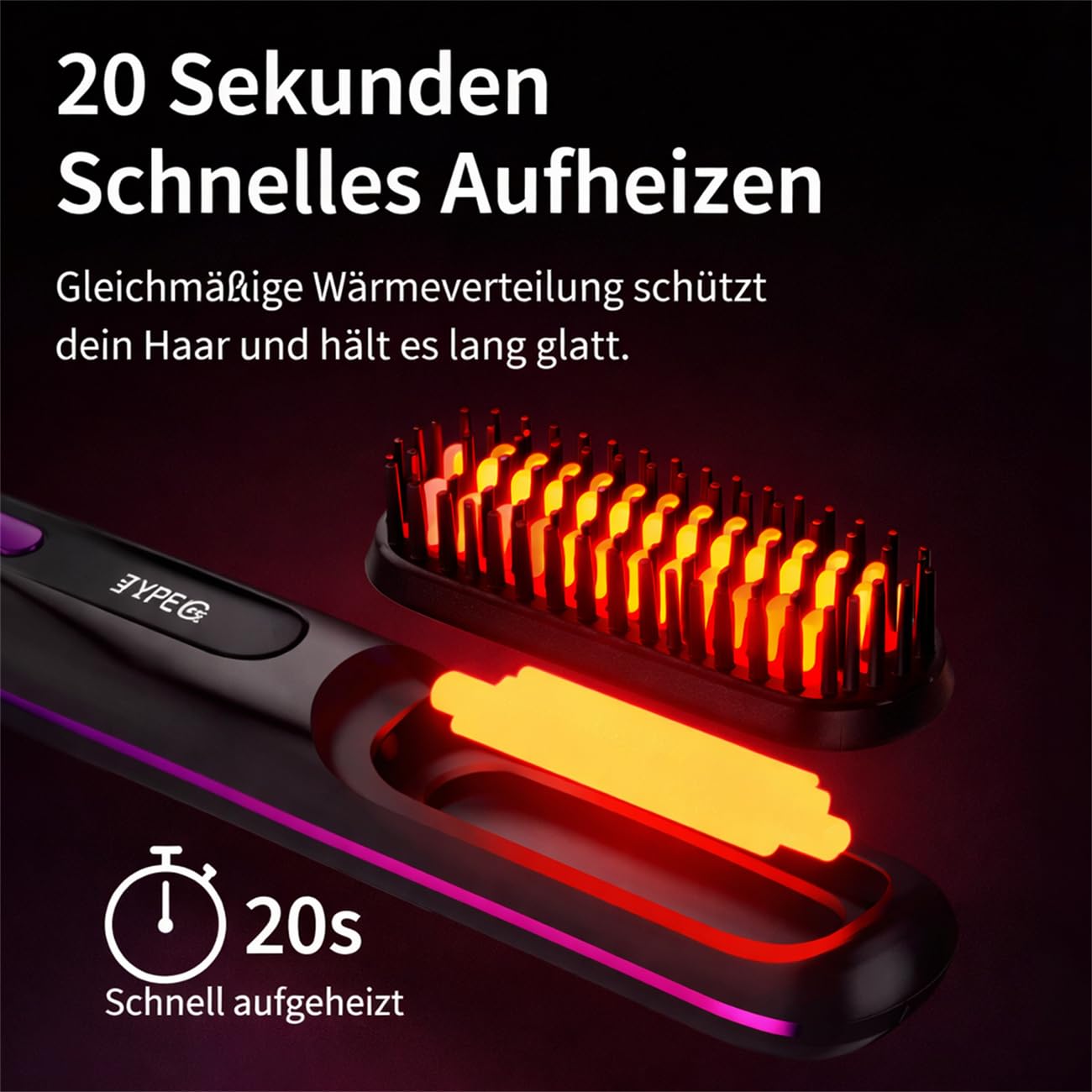 Stylingbürste für kurze Haare – Warmluftbürste mit Keramikbeschichtung, Anti-Scald Design, 3 Temperaturstufen, kompakt & tragbar für Volumen, Glätten & Locken