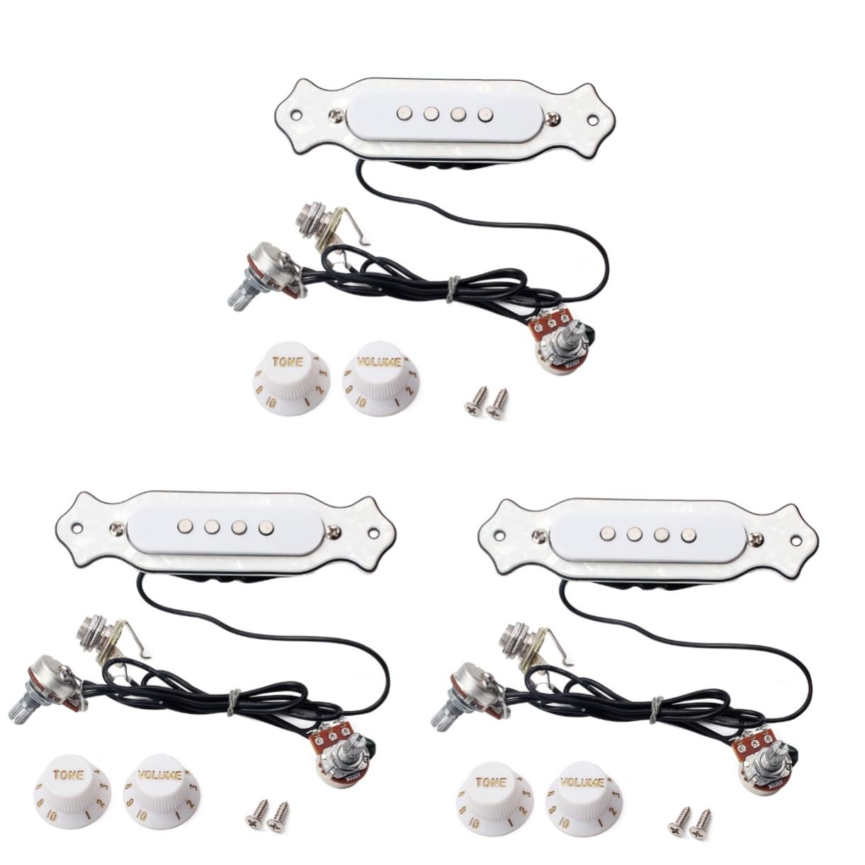 BESTonZON 3pezzi Pickup Elettrico Per Chitarra Acustica Corde Con Controllo Del Volume e Del Suono Bianco Adatto Per Chitarre Folk e Elettriche