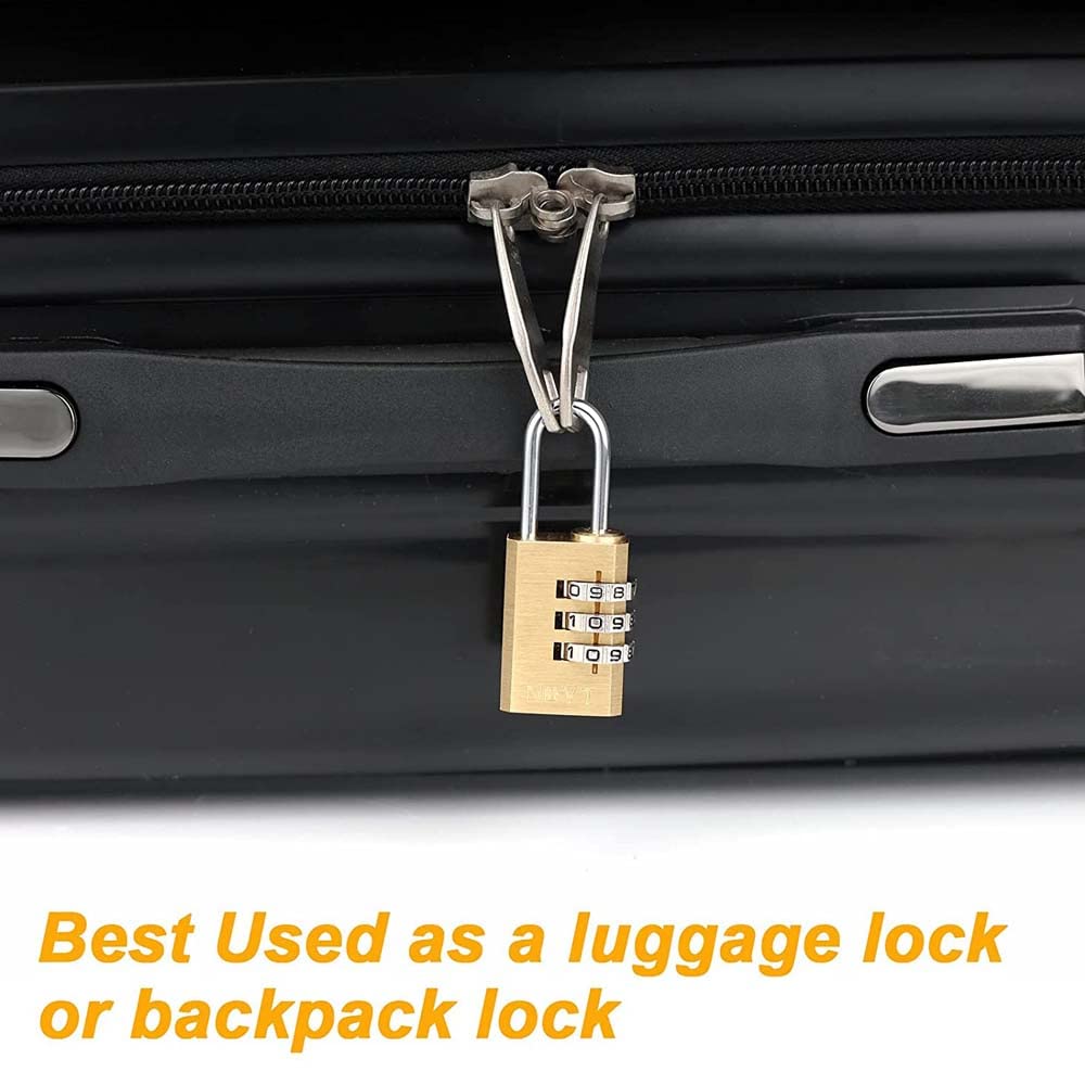 Volo 3 Digit Brass Re-Settable Combination Padlock/Password Lock/resettable Combination Lock for Travel Bags, Travel Lock, Luggage Lock (Pack of 3) — Amazon image 5