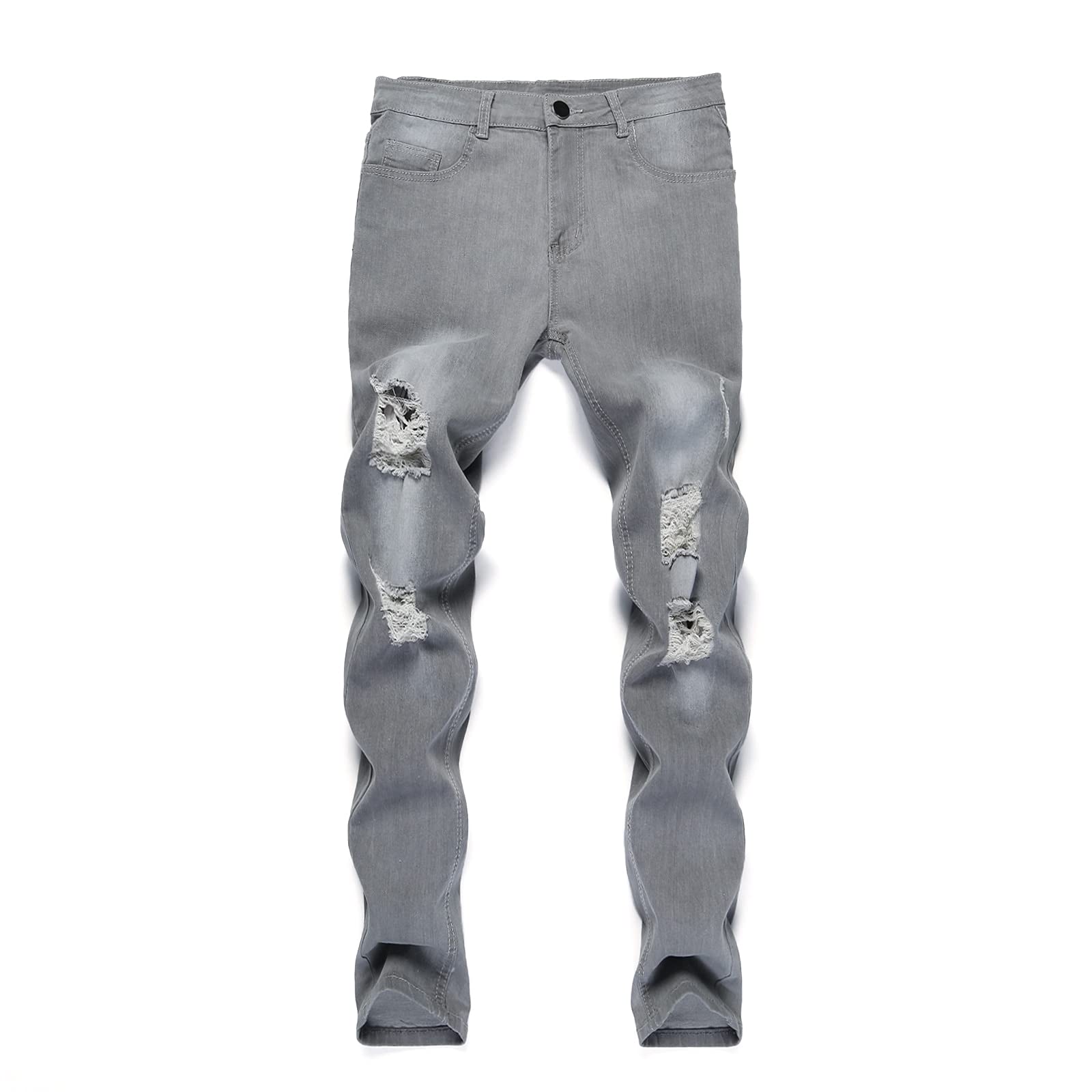 WQZYY&ASDCD Jeans Pantalon Herren Gesteppte Bestickte Jeans Skinny Jeans Zerrissene Stretch-Denim-Hose Man Elastische Taille Patchwork Jogging-Denim-Hose