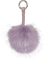 SROMZA Fluffy Faux Fur Pom Pom Keychain - 5.1" Soft Animal-Friendly Ball Charm for Bags, Backpacks, Keys & Gifts
