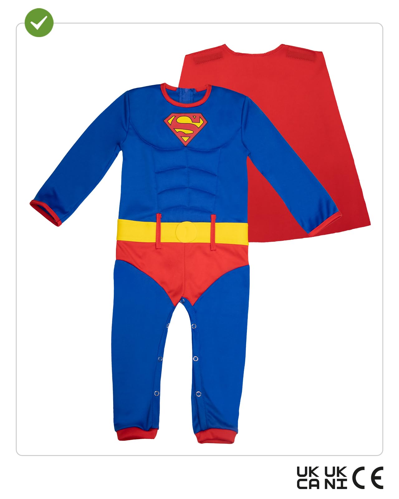 Funidelia Costume Ufficiale di Superman per Neonato con tutina muscolosa e mantello, Tenuta da Supereroe per Neonati, Costumi di Carnevale, Halloween e Feste