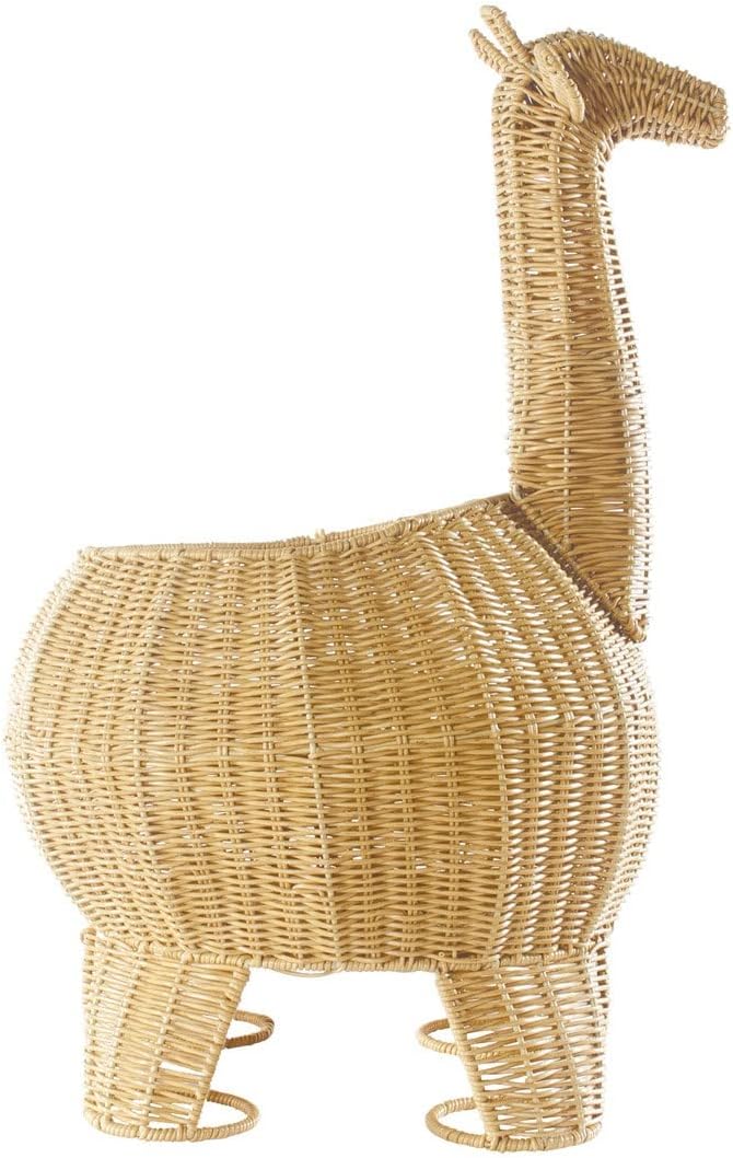 Kaplan Early Learning Giraffe Washable Wicker Floor Basket | Home Decor Organizer | Animal-Shaped Rattan Woven Storage Bin