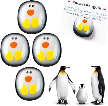 4 Pcs A Little Pocket Penguin Hug, Mini Cute Penguin Pocket Hug Penguin Animal Decoration Stress Relief Toy Special Encourage Birthday Wedding Little Penguin Valentines Party Penguin Gifts Decoration