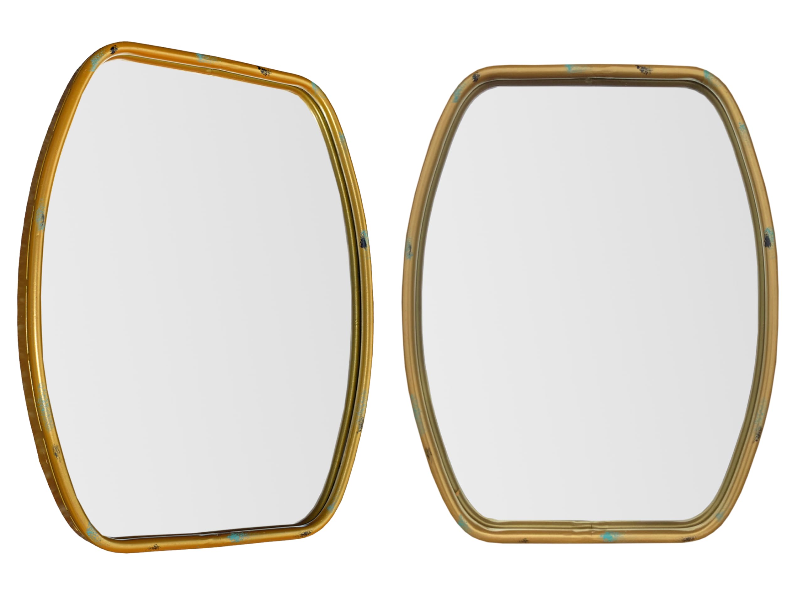 Best Value Here 2 Wall Mounted Mirrors Gold frame metal Bathroom Mirros Home Garden Mirror Aged Look Distressed Frame