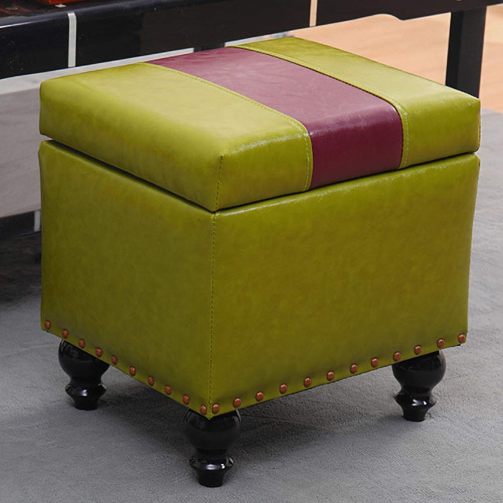 Boîte à jouets pouf cube de rangement simili cuir tabouret ottoman repose-pieds 40cm
