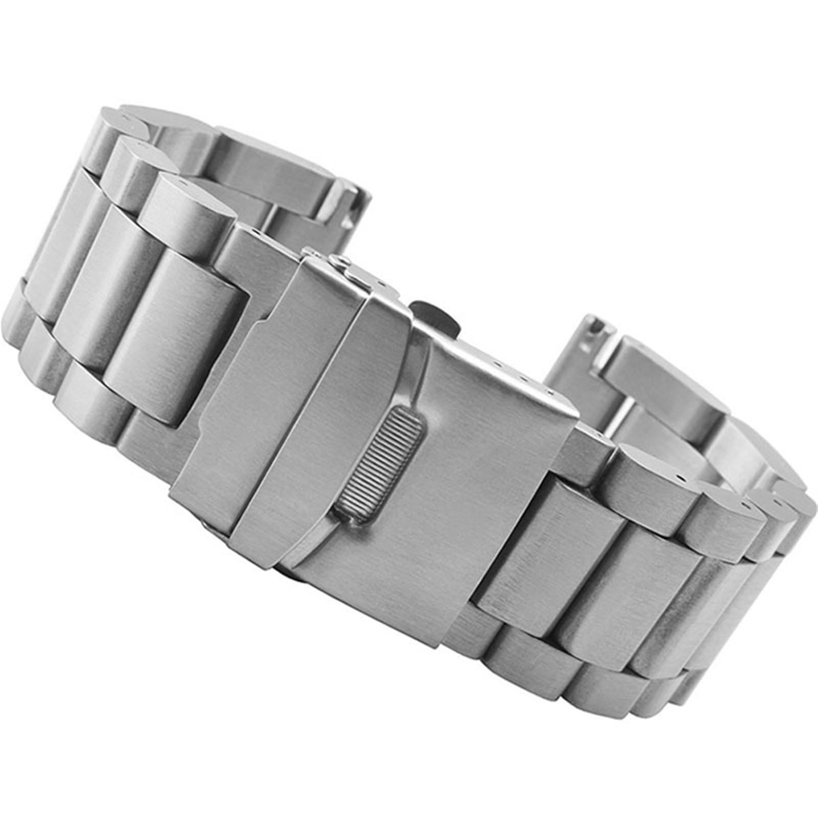 Cinturino In Acciaio Inossidabile, Chiusura Pieghevole A Doppio Pulsante | Di Sgancio Rapido, Universale Per Diametri Da 22 A 26 Mm, Include Gli Strumenti Di Smontaggio (Black 22mm)