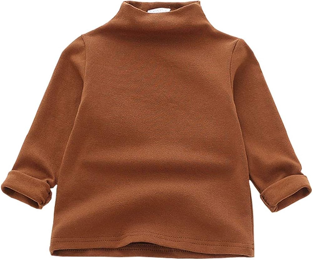 MODNTOGA Kids Baby Girls Basic Solid Color Turtleneck T-Shirt Tops Long Sleeve Clothes: Clothing