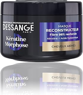 DESSANGE - Masque Cheveux Reconstructeur Kératine Morphose - Formule Enrichie En Kératine Végétale & Acide Hyaluronique - Répare & Protège La Fibre Capillaire - Cheveux Abîmés - 280ml