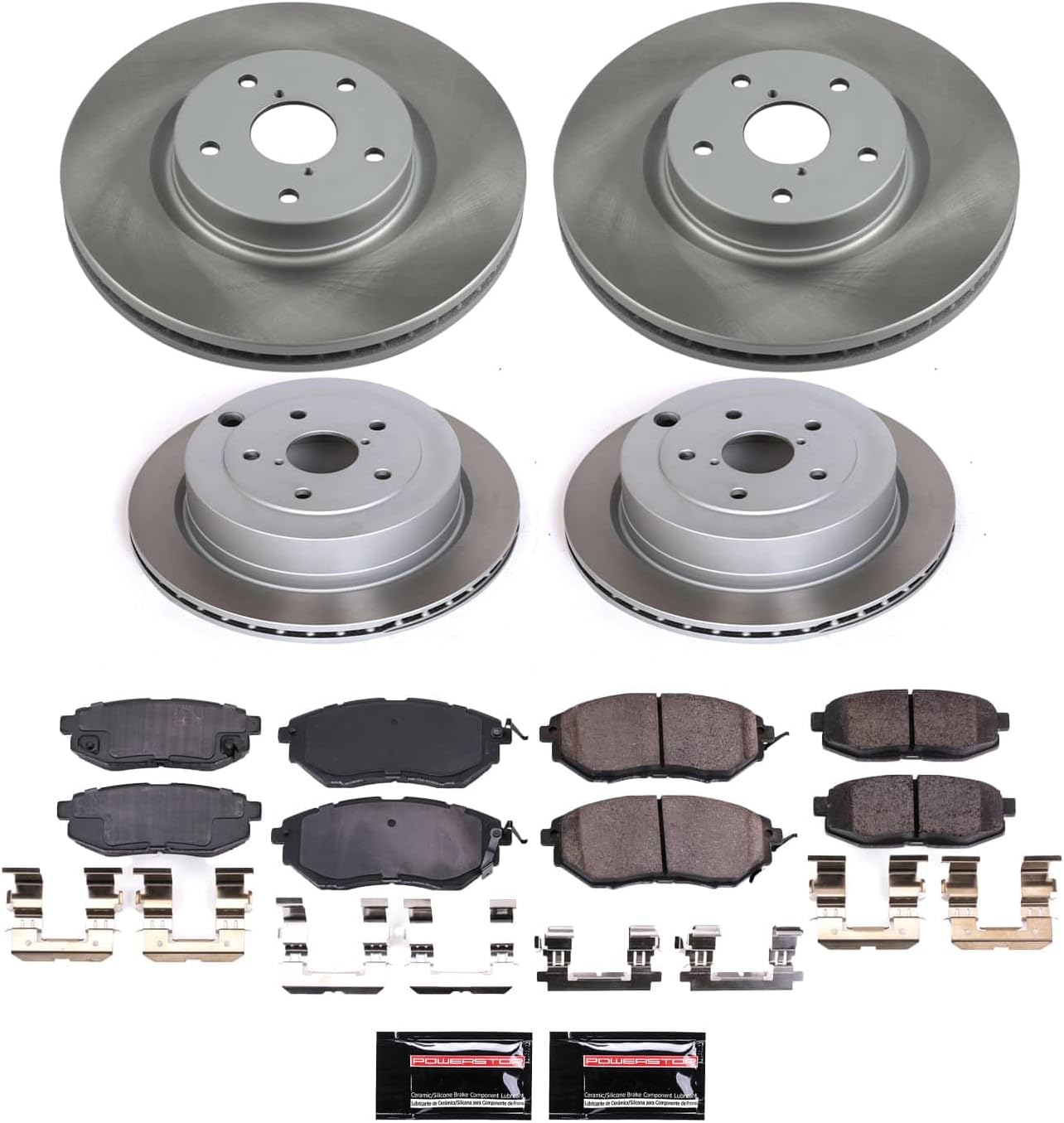 PowerStop Front and Rear Brake Kit For Subaru B9 Tribeca 2006-07 | Subaru Tribeca 2008-14 - Ceramic Brake Pads + Semi Coated Rotors Replacement, SC4088