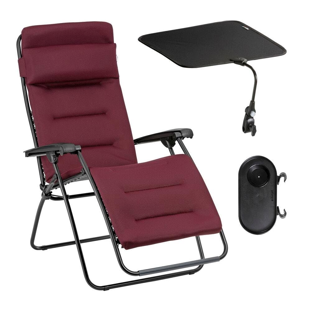 Lafuma - Ensemble Fauteuil Relax matelassé avec Ombrelle et Porte-Gobelet