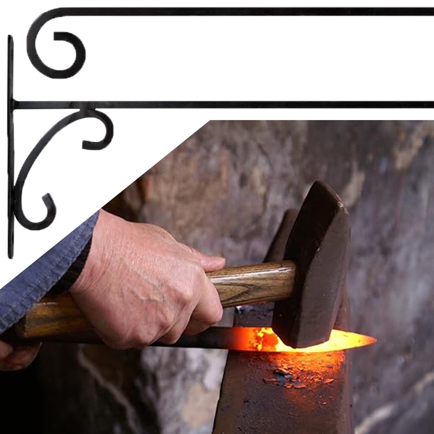 Marrakech Lot De 2 Crochets Muraux Forgés à La Main, Noirs, 35 Cm, Style Vintage, à Visser, Pour Suspension De Fleurs Et Plantes, Support Pour Appareils Extérieurs, Tarmo