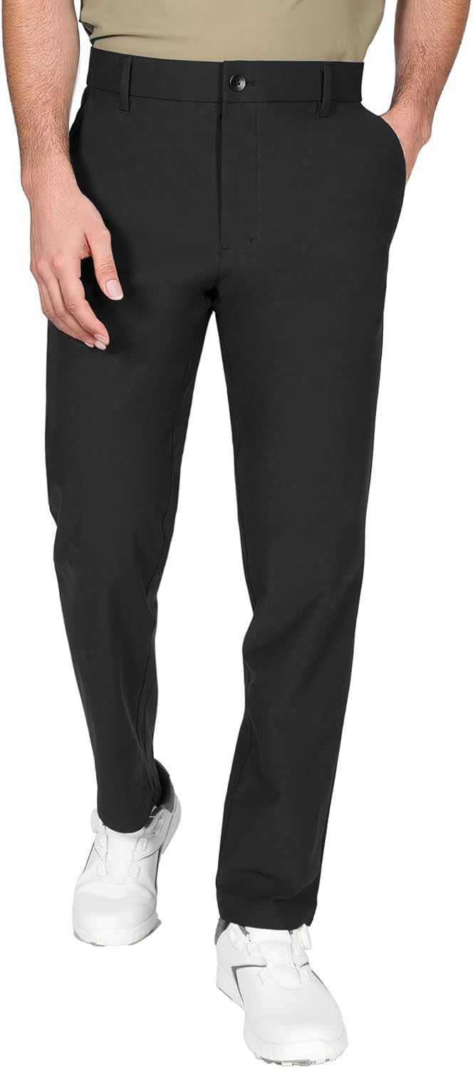 Soojun Men's 4-Way Stretch Performance Golf Pants, Quick-Dry Lightweight Tech Trousers, Versatile Business Casual Dress Pants