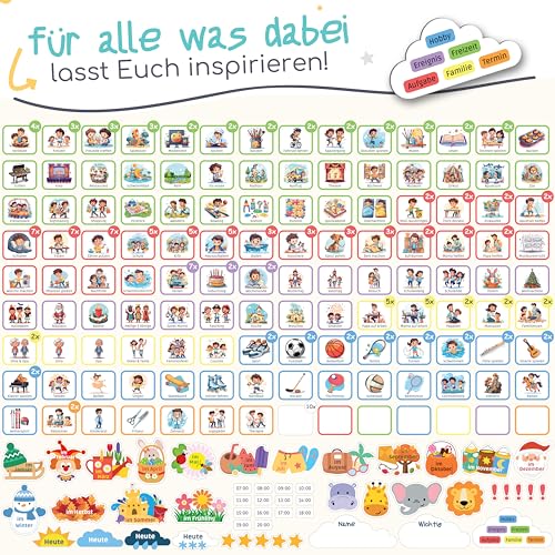 »PANDABANDE« XL Wochenplaner Kinder [300 Magnete, XL Box, Routinen] - Montessori Spielzeug ab 3 Jahre - Ideal zum Wochentage Lernen, Kinderkalender