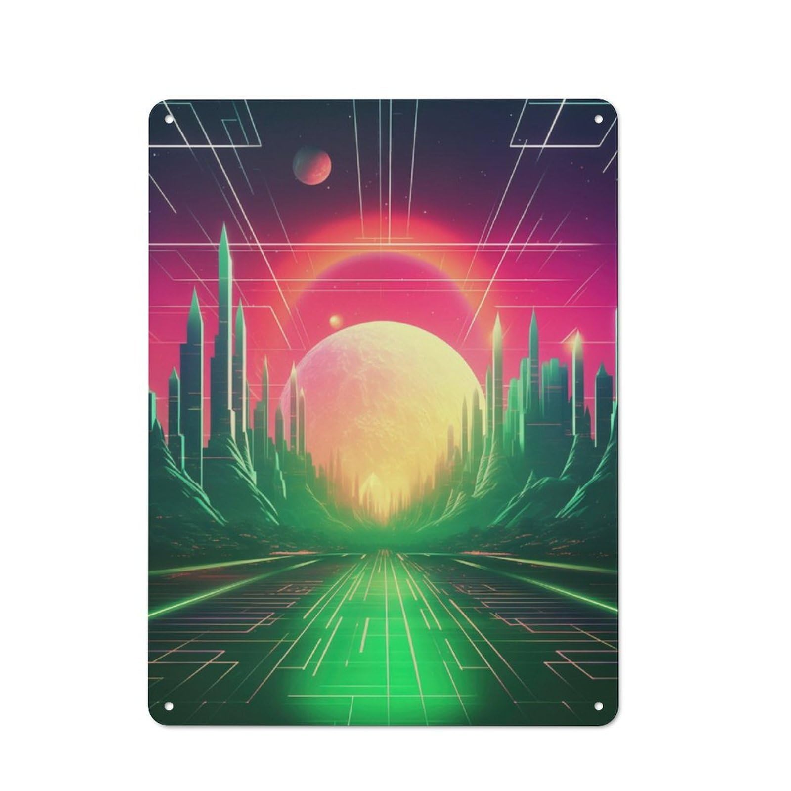 Junmoney Ethereal Retrowave Fusion Tin Sign 40X30cm With For Pub Or Café, Retro-Style Decor, Suited To Café Interior Fans