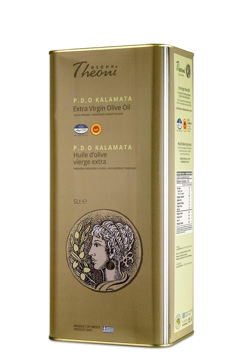 Theoni Kalamata Olivenöl P.D.O. extra nativ - 2x 5L Kanister - griechisches Olivenöl aus Kalamata, extra vergine kaltgepresst, zum Verfeinern von Salaten, Vorspeisen & Antipasti, zum Kochen & Braten