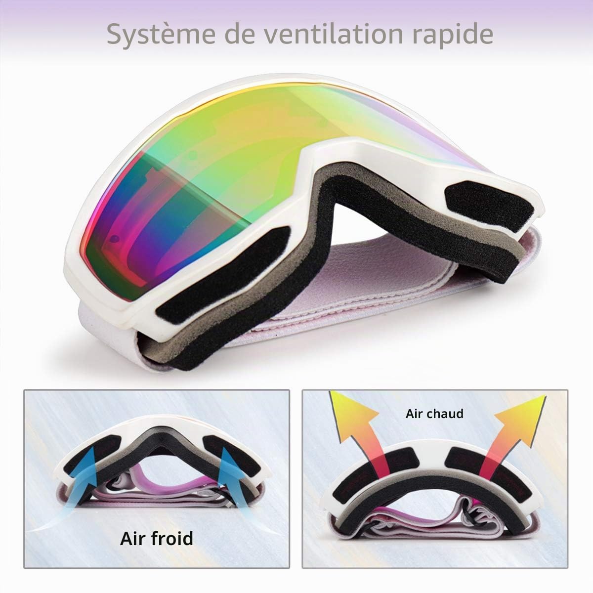 EXP VISION Masque de Ski Pro Anti-buée Protection UV400 Lunettes de Snowboard pour Hommes Femmes