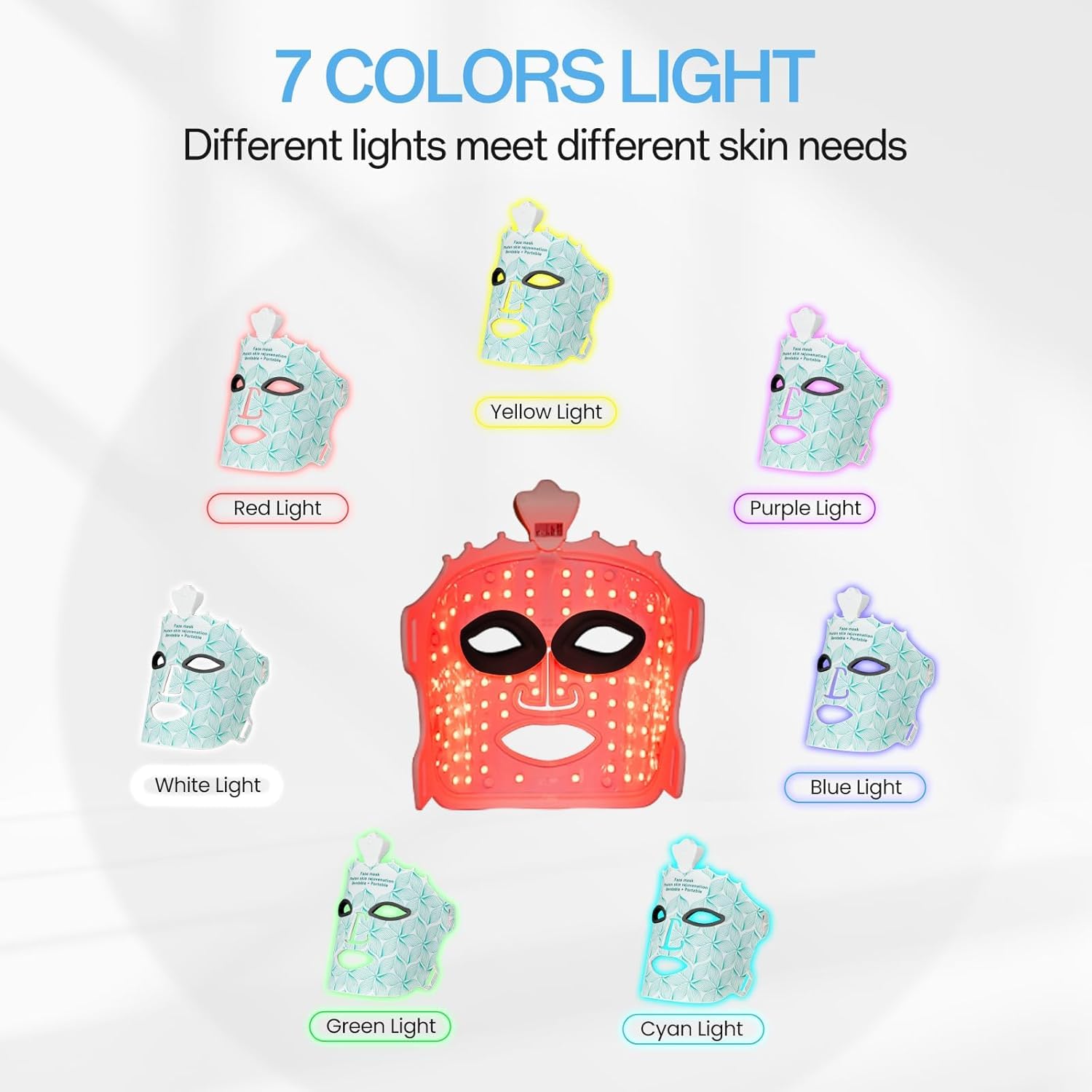 Red Light Mask for Face Women - 7 Colors Red Light Face Mask, Face Mask Skincare at Home, Cordless Device, Skin Care Mask Suitable for Women
