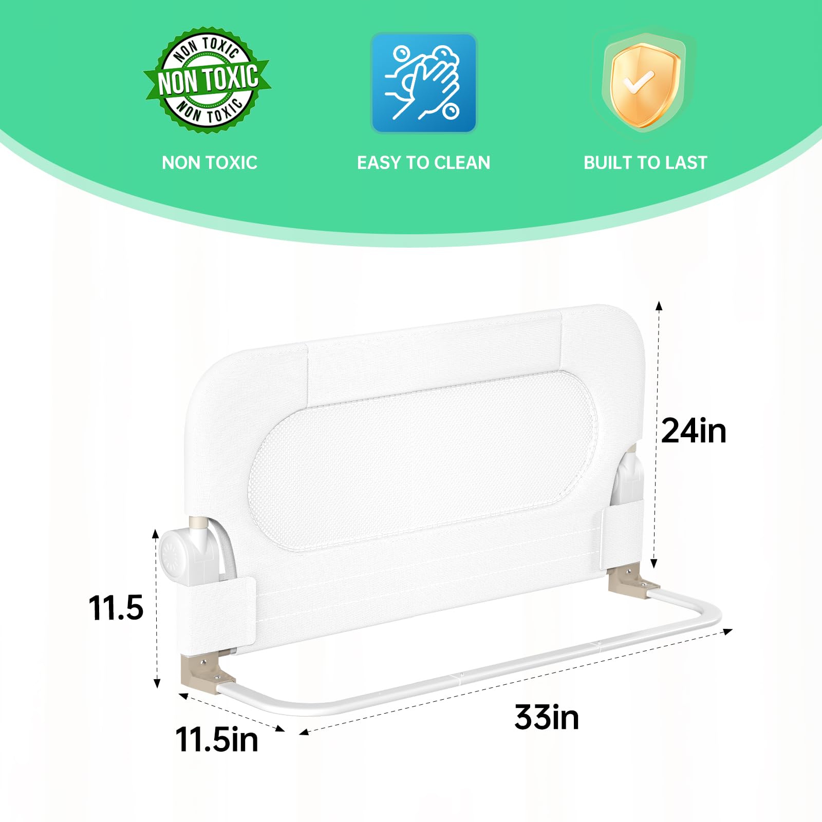 UPGOGO Barandillas plegables para cuna, barandillas de seguridad para cama infantil, barandilla de protección de cama para niños pequeños con sistema de seguridad de anclaje reforzado, riel de cama