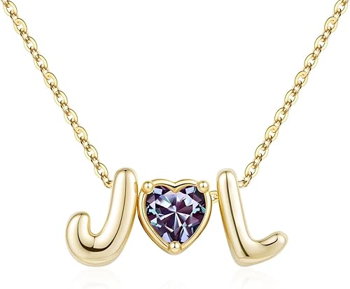 M MOOHAM Birthstone Necklaces Gifts for Women - Blue-purple June Heart Alexandri